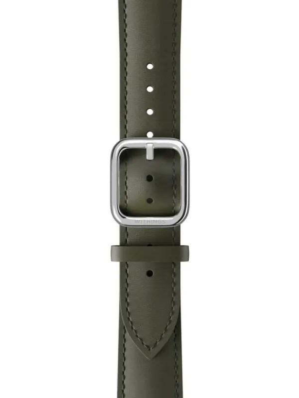 WITHINGS Uhrenarmbänder-Kalbsleder, Kaki grün, 20 mm, Schließe silbern 3700546707681