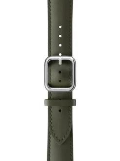 WITHINGS Uhrenarmbänder-Kalbsleder, kaki grün, 18 mm, Schließe silbern 3700546707636