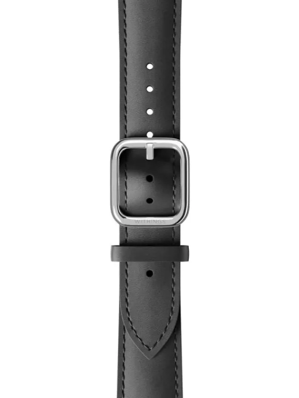 WITHINGS Uhrenarmbänder-Kalbsleder, schwarz, 20 mm, Schließe silbern 3700546702877