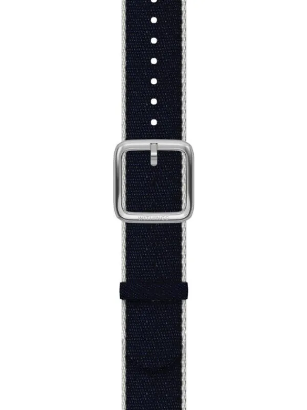 WITHINGS Uhrenarmbänder-PET Recycled, blau/weiß, 18 mm, Schließe silbern 3700546706585