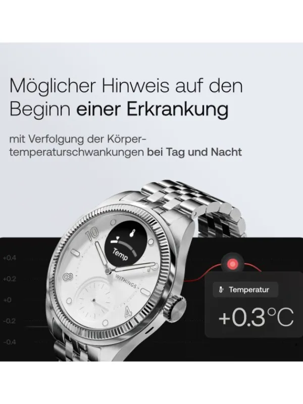 WITHINGS Smartwatches | Damenuhren-Scanwatch Nova Brilliant 39mm - silver HWA10-MODEL 10-ALL