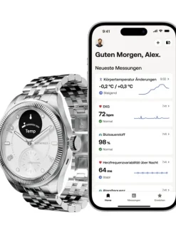 WITHINGS Smartwatches | Damenuhren-Scanwatch Nova Brilliant 39mm - silver HWA10-MODEL 10-ALL